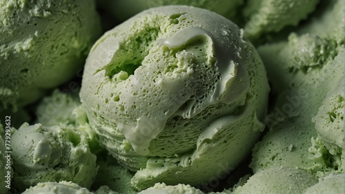 green color ice cream cold surface close-up texture from Generative AI