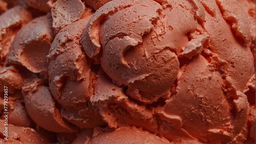 red color ice cream cold surface close-up texture from Generative AI