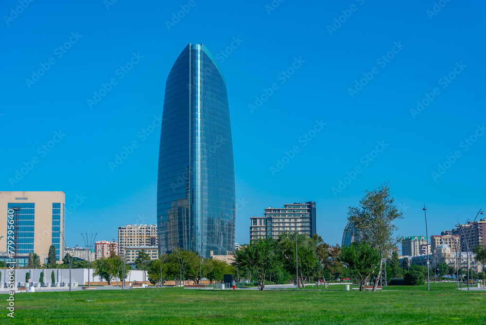 Highrise buildings in the center of Baku, Azerbaijan Highrise buildings in the center of Baku, Azerbaijan