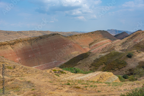 Rainbow mountains at the border of Georgia and Azerbaijan photo