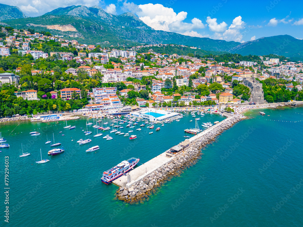 Aerial view of Herceg Novi in Montenegro