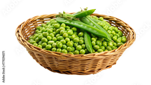 Peas in a basket isolated on transparent background