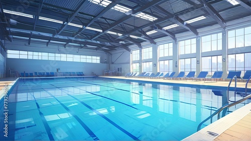 Indoor swimming pool. swimming. illustration background.                                                               