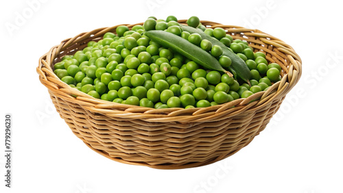 Peas in a basket isolated on transparent background