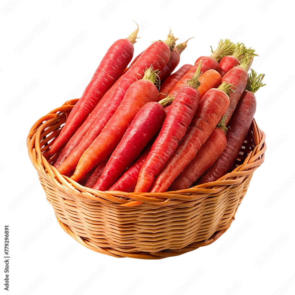 Carrots in a basket isolated on transparent background Carrots in a basket isolated on transparent background