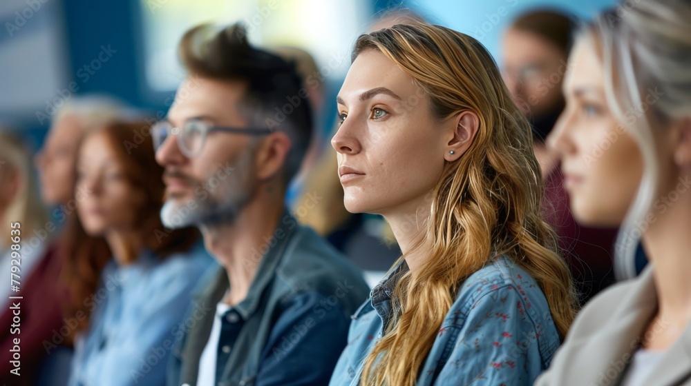 A group of colleagues attending a conference. They are all listening attentively, and they look like they are learning a lot. A group of colleagues attending a conference. They are all listening attentively, and they look like they are learning a lot.