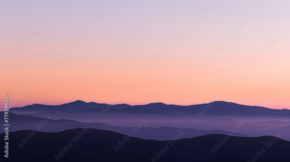 The subtle colors of a sunrise over the mountains  AI generated illustration