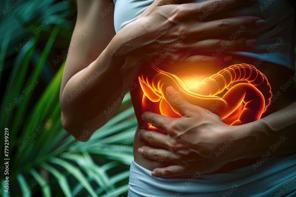 Visual demonstration of digestive tract, intestine, stomach, small ...