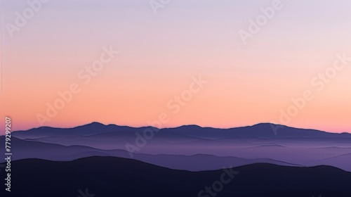 The subtle colors of a sunrise over the mountains  AI generated illustration © ArtStage