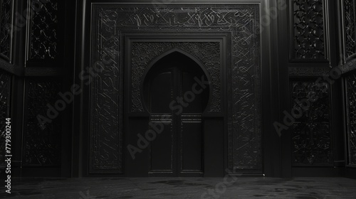 Ethereal black antique door with silver details