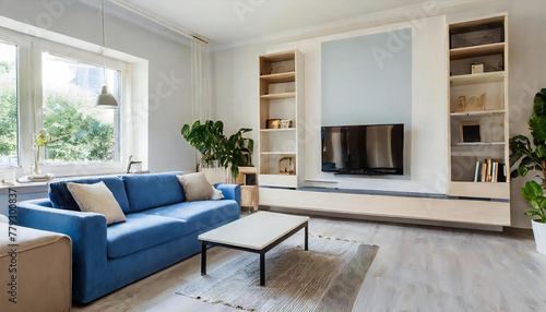 modern living room. TV unit. A stylish sofa. © seven sheep