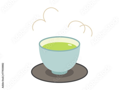 茶托とお茶の注がれた湯呑のイラスト