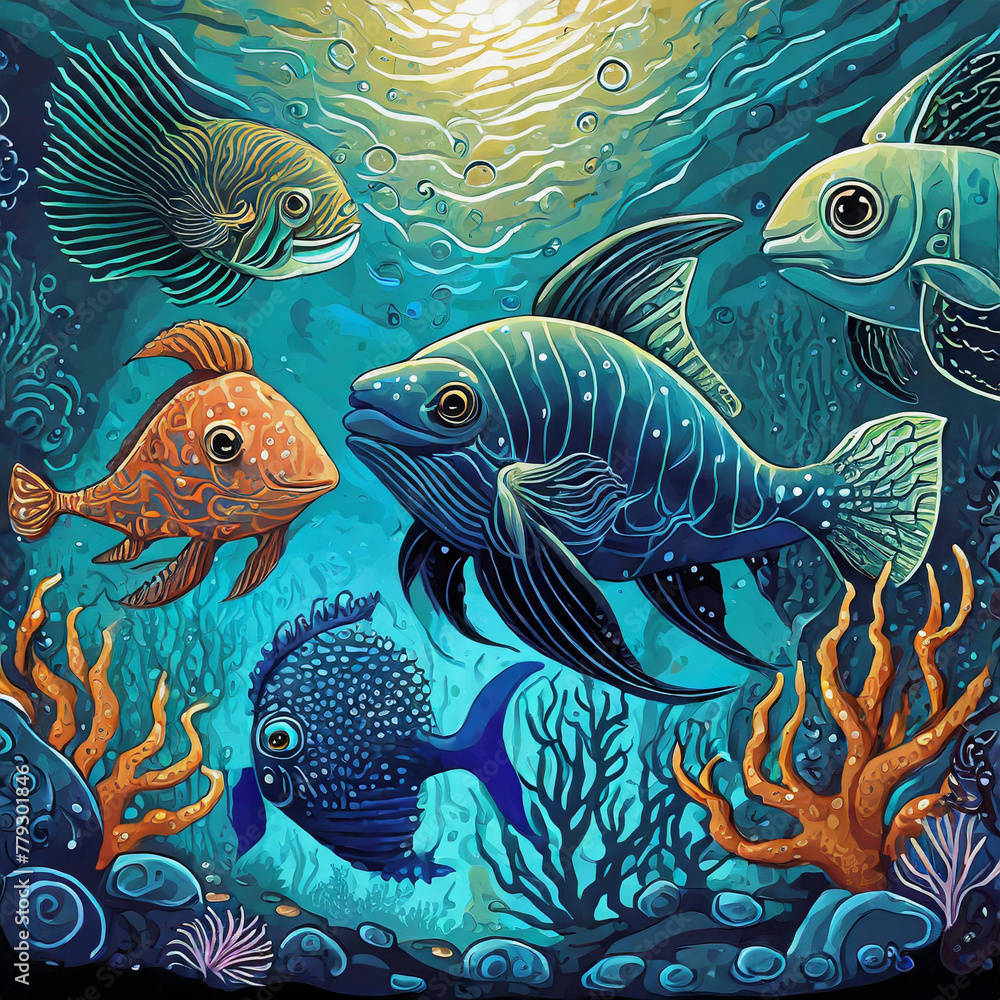 Various fishes under the sea Various fishes under the sea