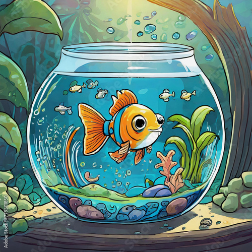 A cute fish in fish tank