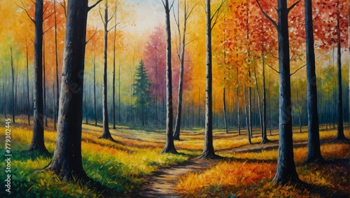 autumn forest landscape  Watercolor