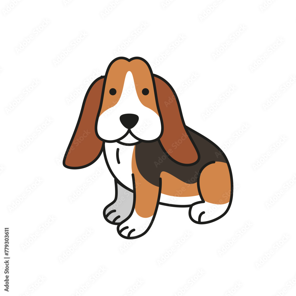 Cute Basset Hound dog Vector Illustration Cute Basset Hound dog Vector Illustration
