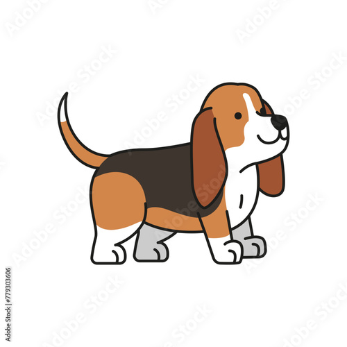 Cute Basset Hound dog Vector Illustration