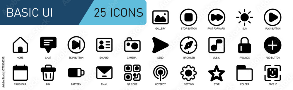user interface icon set.black white style.vector collection. user interface icon set.black white style.vector collection.