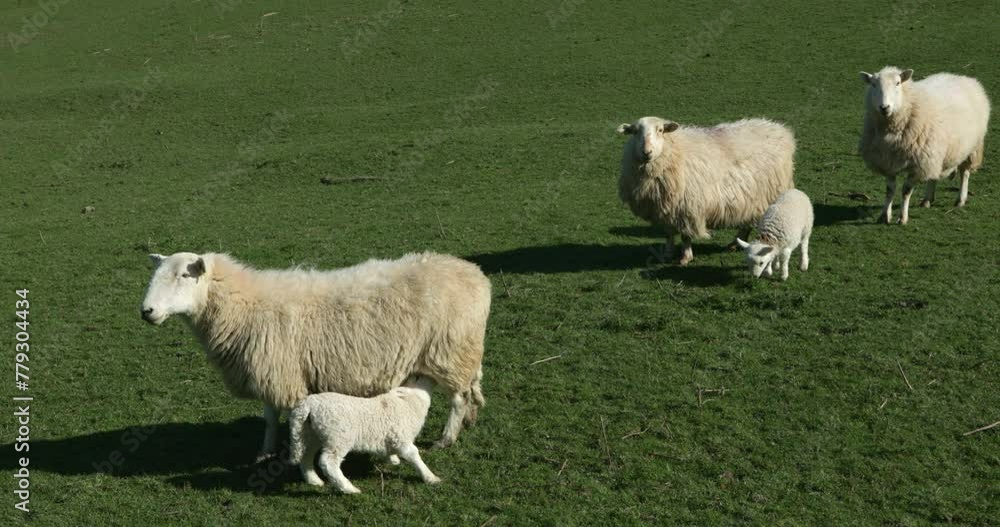 Sheep, lambs, suckling, Conwy, Wales, Great Britain Sheep, lambs, suckling, Conwy, Wales, Great Britain