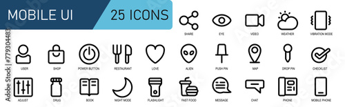 icon set ui . glyph style.contains push pin,drop pin,checklist,done,adjust,medicine,book,night mode,moon ,flashlight,fast food,message.