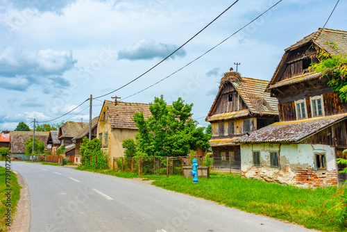 Traditional wooden houses in Croatian village Cigoc photo