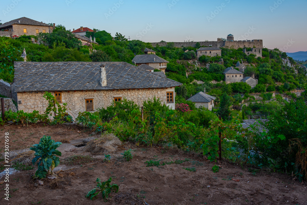 Fototapeta premium Sunset view of Pocitelj village in Bosnia and Herzegovina