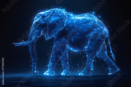 Embark on a whimsical journey with a neon-styled image featuring a majestic elephant, radiating vibrant hues and captivating charm © Evhen Pylypchuk