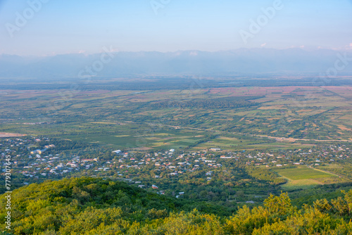 Panorama view of Tsnori and Jugaani villages in Georgia photo