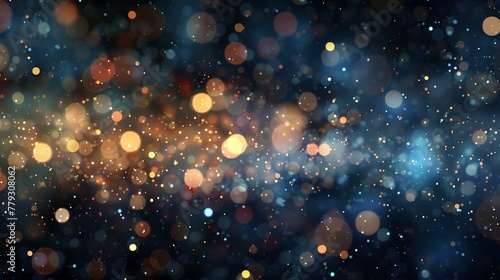 Snowy Christmas Night Sky with Glittering Rain Drops and Starry Bokeh Background