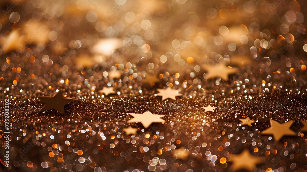 Golden Water Drops Sparkling in Christmas Light Golden Water Drops Sparkling in Christmas Light