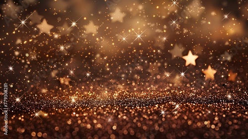 Brown glitter with stars background