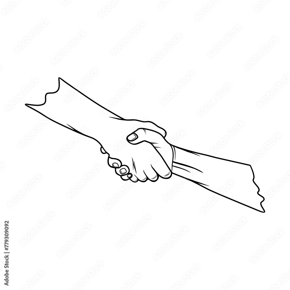 hand gestures pulling up to help each other together we can black and white vector illustration