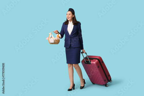 Happy stewardess with Easte...