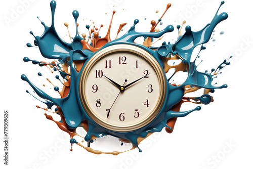 Melting Colors Behind the Clock Face isolated on a transparent background