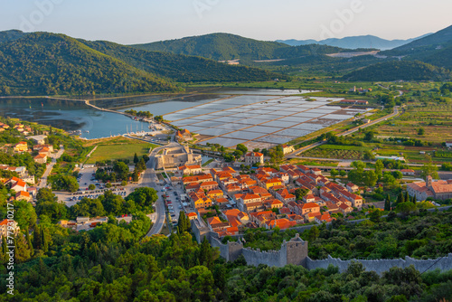 Aerial view of Croatian town Ston photo