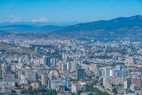 Panorama view of commercial center of Tbilisi, Georgia photo