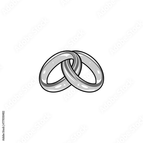 interlocking silver ring pair vector illustration