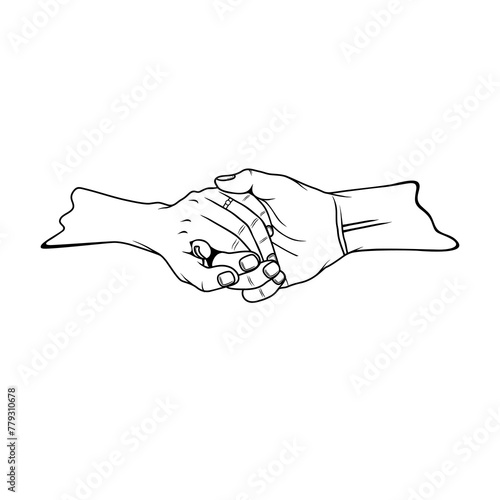 holding your partner's hand romantically black and white