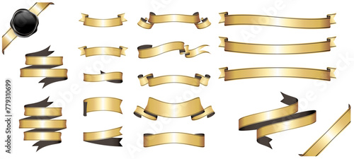 gold ribbon banner design material
