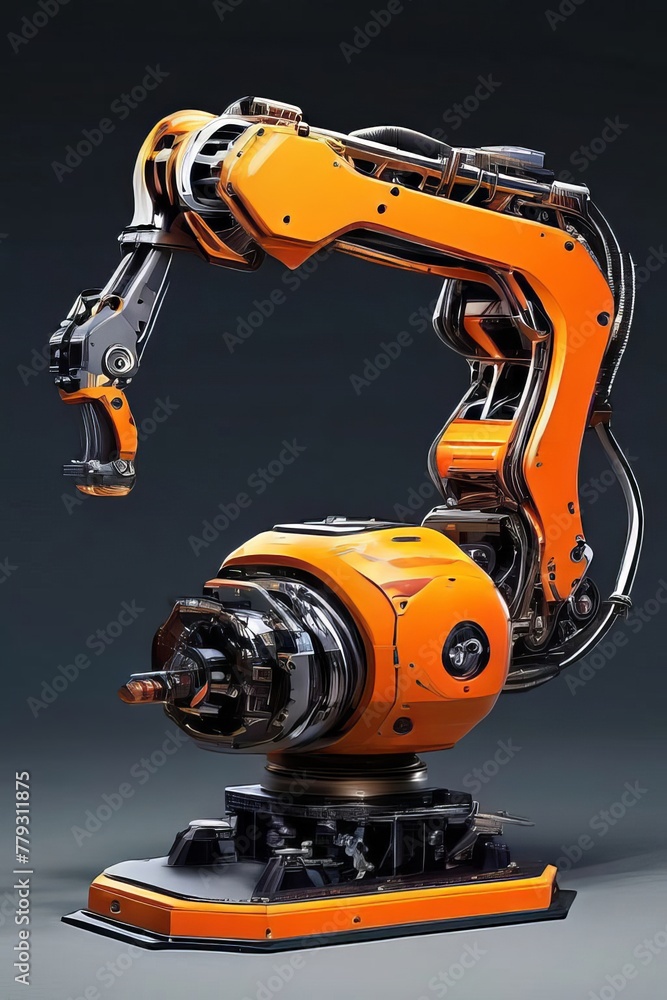 Automation concept smart factory. Robot Arm manipulator at the factory. Automation concept smart factory. Robot Arm manipulator at the factory.
