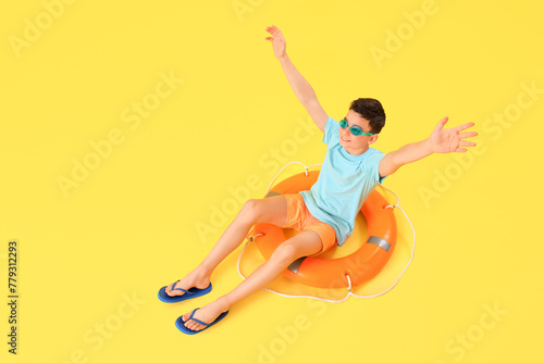 Cute little happy boy with ...