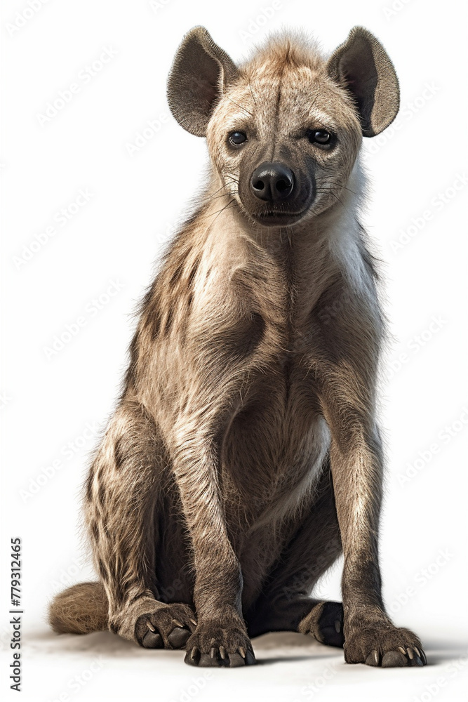 Hyena, Hyenas, Hyena Cub on White Background Hyena, Hyenas, Hyena Cub on White Background