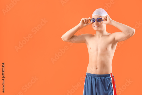 Cute little happy boy with ...