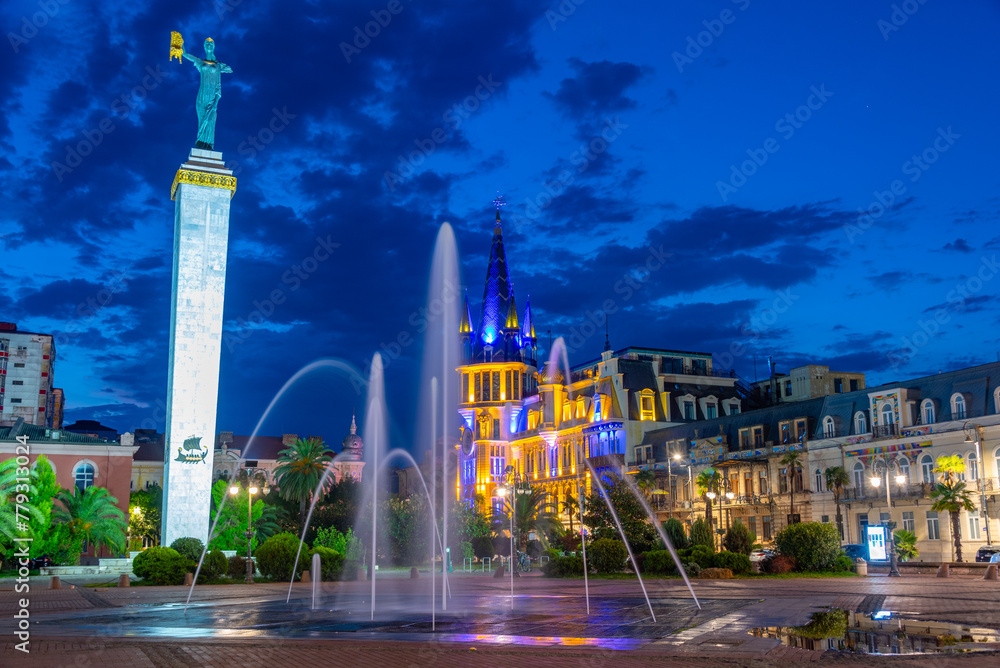 Fototapeta premium Sunrise at Europe square in Batumi, Georgia