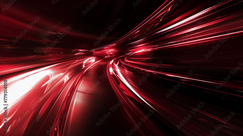 Dynamic Dark Red, Modern Abstract Technology Art Background , High Speed Sync Lens Captures Glowing Lines, Glossy Space, Futuristic Design Concept