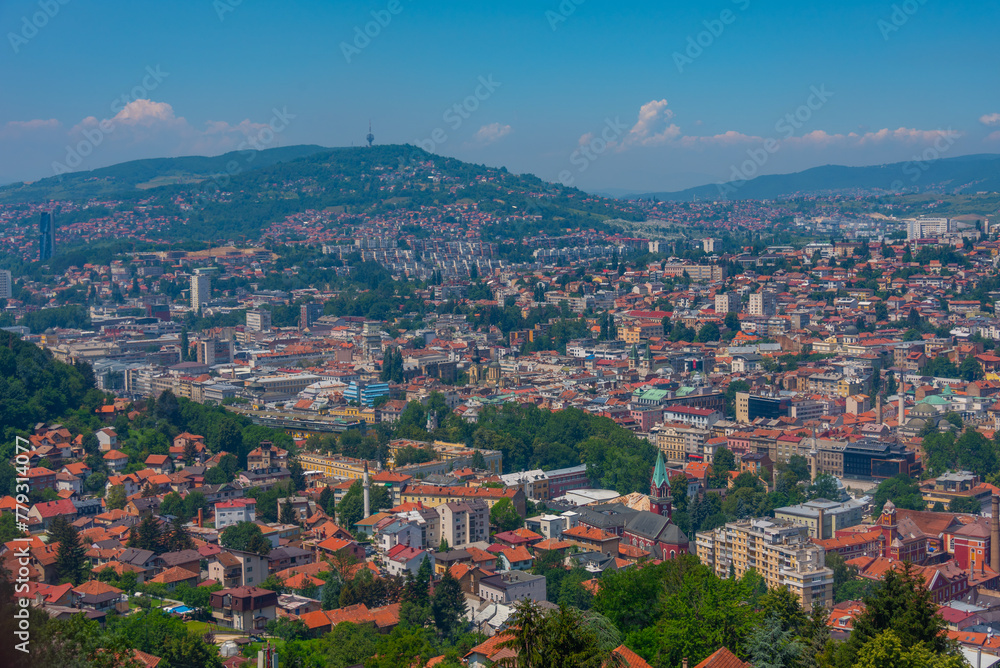 Fototapeta premium Panorama of Bosnian capital Sarajevo