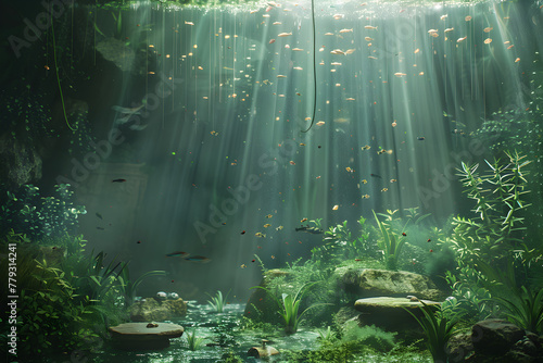 Mysterious Veil Over Aquatic Life: A Cloudy Fish Tank Scenario Revealing the Intricate Tale of Underwater Change and Adaptation