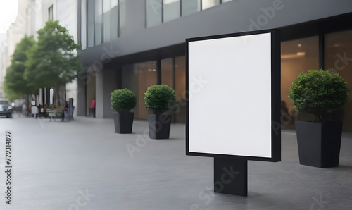 display blank clean screen or signboard mockup for offers or advertisement in public area  photo