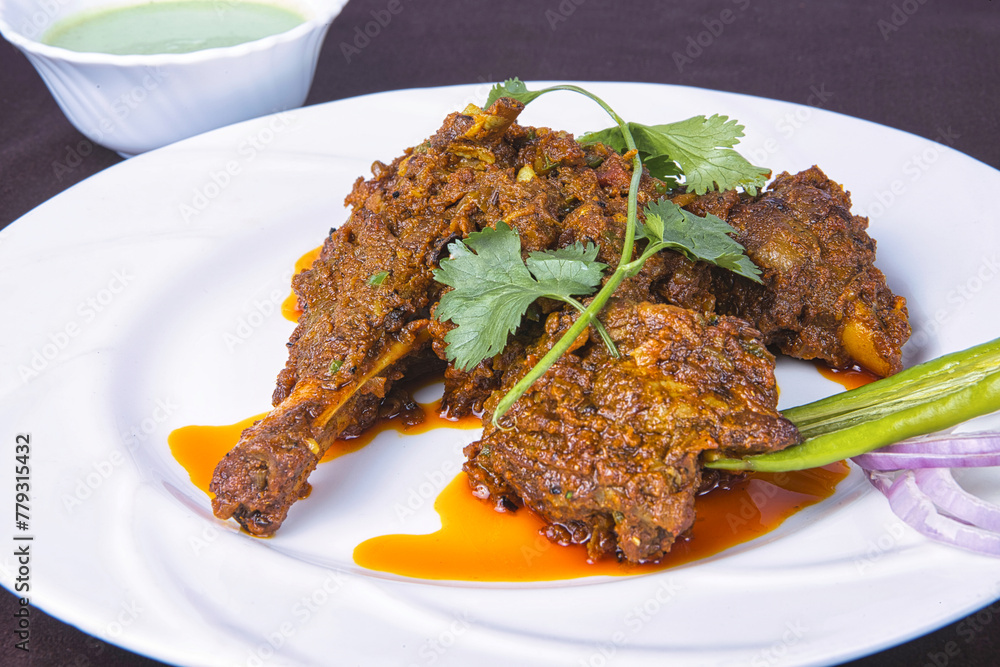 Indian lamb curry or Bhuna Mutton masala or Bhuna Gosht
