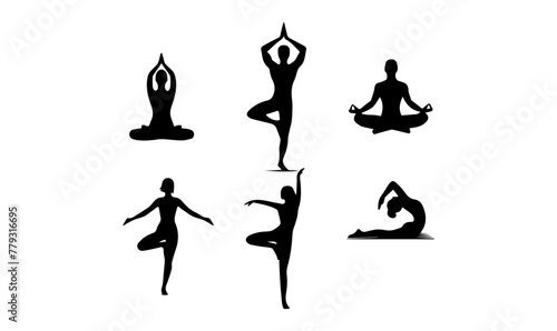 yoga silhouttes set, yoga poses